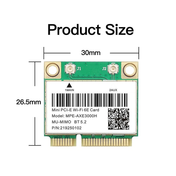 -axe3000h Wifi-kort Wifi 6e 2400mbps Mini Pci-e-kort för Bt 5.2 802.11ax 2.4g/5g/6ghz Wlan-nätverkskort