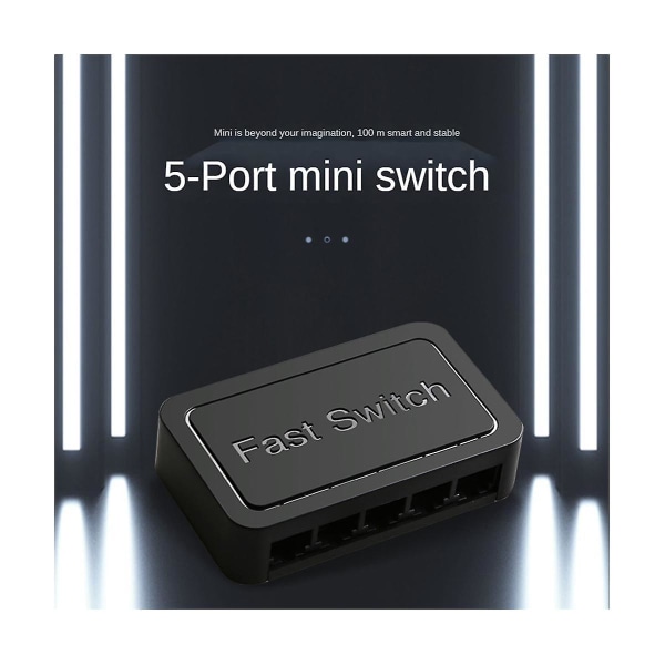 Mini 5-portars nätverksswitch Ethernet-switch Internet Splitter Desktop 10/100/1000mbps Rj45 Hub, Gigabit Black, Eu Plug
