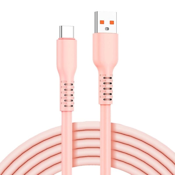 1m USB til Type-C 6A Hurtiglading Ledning Candy Farge Silikon Datakabel db Pink Style A