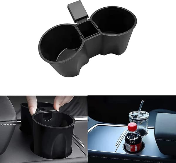 Til Model Tesla Midterkonsol Kopholder, 1 stk., Sort