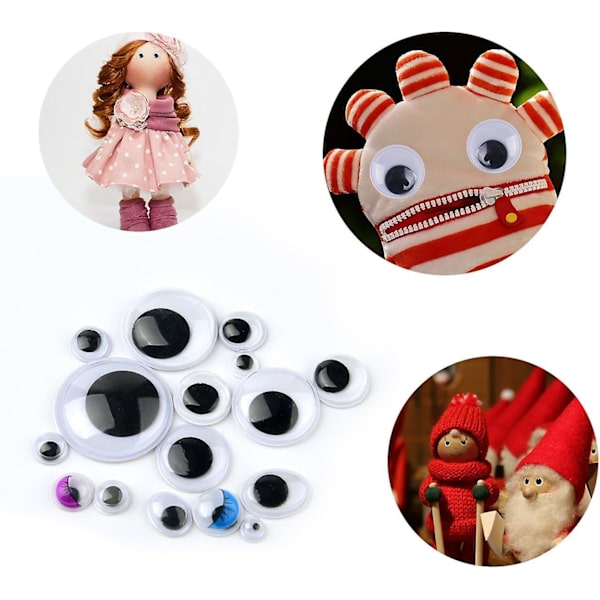 1150 selvklæbende Googly Wiggle Eyes - Assorterede størrelser