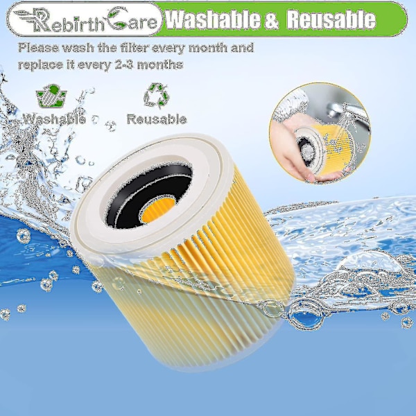 2 stk. patronfilter til Wd3 Premium Wd2 Wd3 Wd3p Wd3 Mv2 Mv3 filter Wd3 erstatningsfilter til Krcher støvsuger 6.414-552.0/6414552-a [DB]