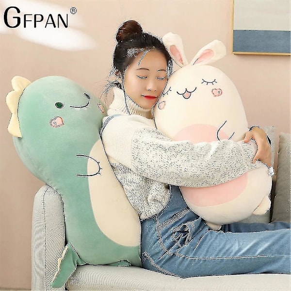 Mjuk leksak Kawaii djur fet dinosaurie Shiba Inu hund kudde plyschleksaker söt mus kanin docka flickor säng hålla sovkudde [DB] rabbit 60cm