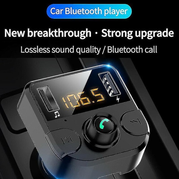 2.1a 1a Dual-usb billader Bluetooth 5.0 bilsett trådløs FM-sender Musikk spiller håndfri