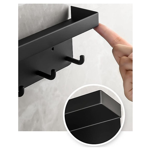 Nøkkelring, vegg nøkkelring, med hylle, nøkkelbrett med hylle og 6 selvklebende kroker, nøkkelstang for kontor Db White