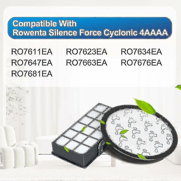 2 kpl HEPA-suodattimia Rowenta Silence Force Cyclonic 4aaaa Ro7647ea Ro7663ea Ro7676ea Ro7681ea (malli Ro76xx) imureille {Db}