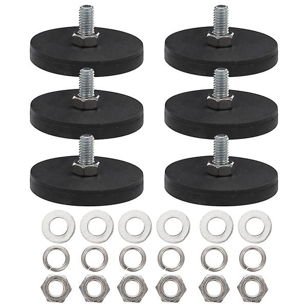6 stk. Magnet Bilmontering Runde Magneter Nummerplademagnet Gummibelagt Monteringsmagneter Gummibelagt Magnet {db} Black 4.3X4.3X2.2CM