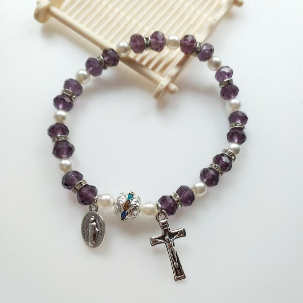 Cross Rosary Rannekoru Koristekoristeet Lahjatarvikkeet Tarvikkeet [dB} Blue