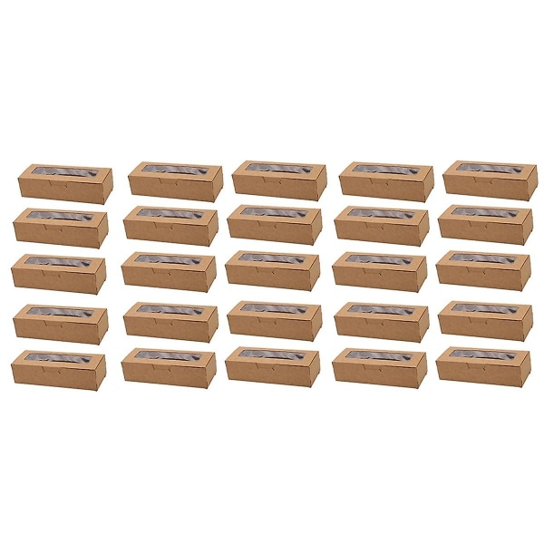 25 kpl Macaron-laatikoita läpinäkyvällä näyttöikkunalla Macarons-säiliö tai pakkauslaatikkosarja suklaajälkiruokille Kakku B