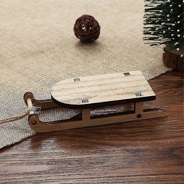 Julgransprydnader Släde Mini Släde Dekorationer Miniatyr Träslädar (8 st) db