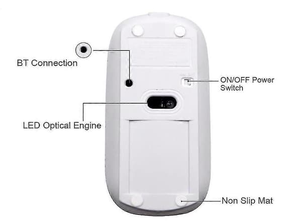 Bluetooth Mus Genopladelig Trådløs Mus Slank Trådløs Mus Til Pc Computer Android [DB] White