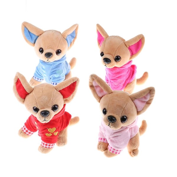 Lille vest Chihuahua hund plyslegetøj udstoppet omkring 17cm børn fødselsdag julegave 1stk fire farver [DB] Pink 1 Pc