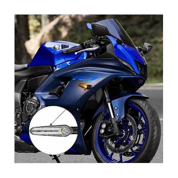 Yamaha LED Blinklys E-merket Sertifisert for MT-07 MT-09 R1 R3 FZ6 Vanntette Blinklys [DB] Black