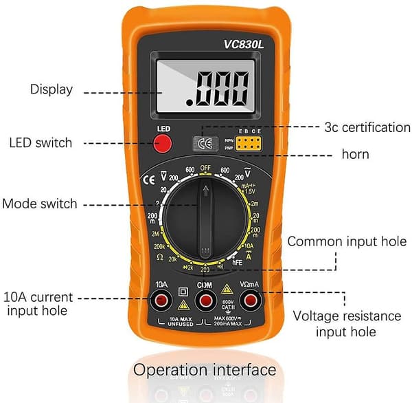 Digitalt multimeter, digitalt bilmultimeter, professionel elektrisk tester