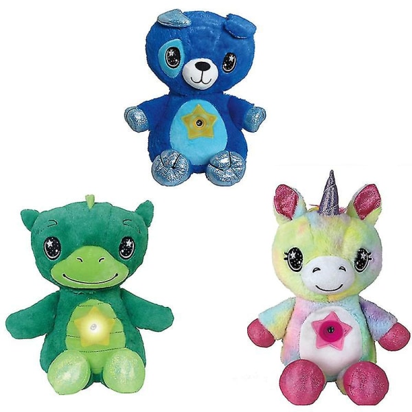 Kreativ barnprojektion nattlampa plyschdjur nattlampa söt blå valp [DB] Blue bear