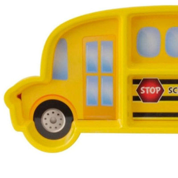 Barnplatta med bestick - barnplatta - skolbuss {DB}