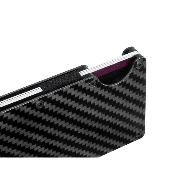 Mænd RFID Blokering Slim Penge Klip Kulfiber Kreditkort Holder Lommepung Klip