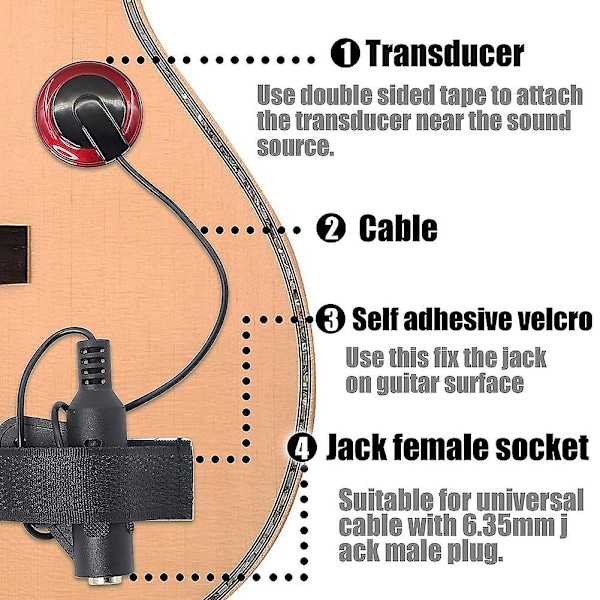 2 stk Kontaktmikrofon Pickup Eq Smd Instrument Pickup Gitar Fiolin Banjo Ukulele Tilbehør-b [db] BlackRed