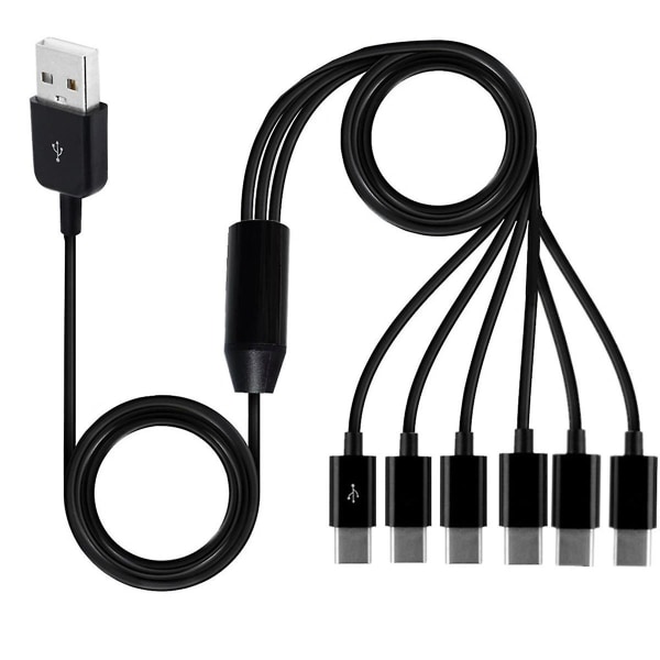 6-i-1 USB Type C Splitter-kabel C Dataoverføringskabel for telefonnettbrett 1,5 m db Black