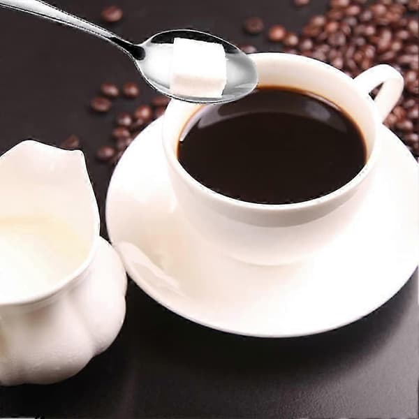 Teskeer Otte-Dele Små 13,5 cm Rustfrit Stål Sølv Teskeer Sæt Til Te Desserter Appetizers Espresso AD-11 [DB]