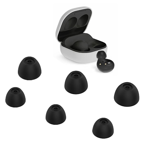 6 stk. udskiftningsørepropper i blødt silikone til Samsung Galaxy Buds2 DB Black Style A