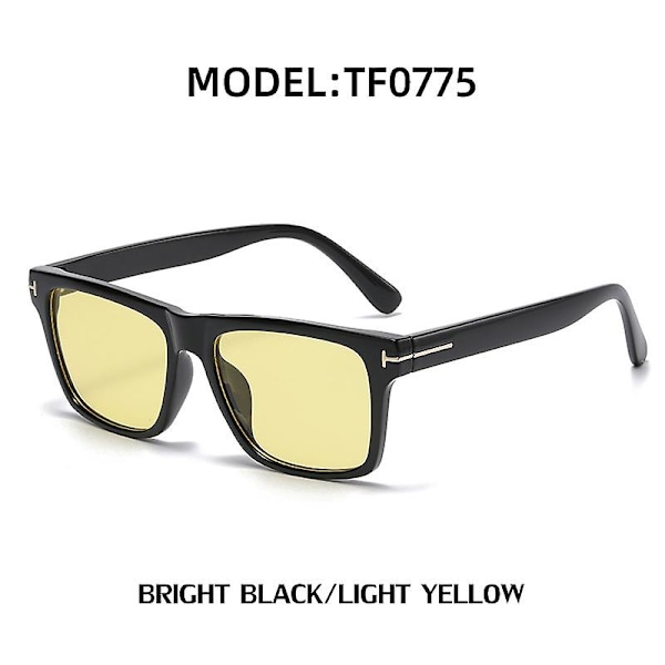 Nye fasjonable Tom-merke TF rektangulære solbriller for kvinner og menn 2022 luksuriøs designer høy kvalitet Ins populære oculos de sol{ DB} black-yellow uv400