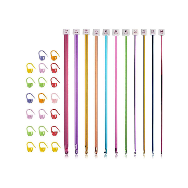 Tunisiska virknålsset, 11 paket tunisiska virknålar i afghansk aluminium (2 mm till 8 mm)