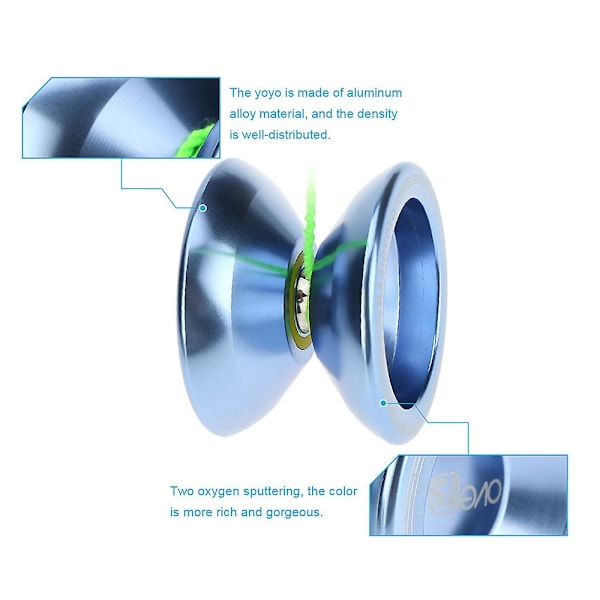 Professionel magisk yoyo T5 Overlord aluminiumlegering metal yoyo 8 kuglelejer med snor til børn søblå Db