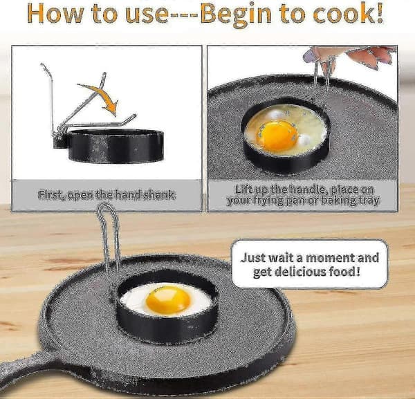 2-pakning eggring, non-stick eggringer, posjerte eggringer, eggstekeringer [DB]