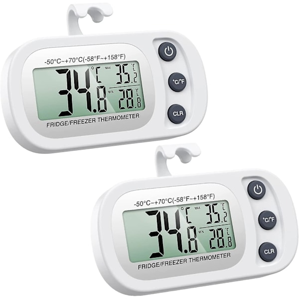 2 stk Frigidaire Kjøleskapstermometer, Digital Frysertermometer Med Henger, Lett Å Lese LCD-Skjerm, Perfekt For Hjemmet, db