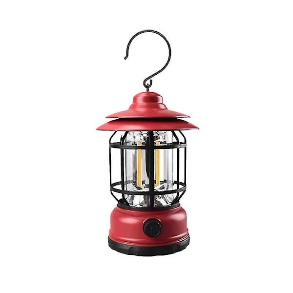 Utomhus COB-lykta Retro Campinglampa USB Laddningsbar Campinglykta Flamlampa {Db} Black