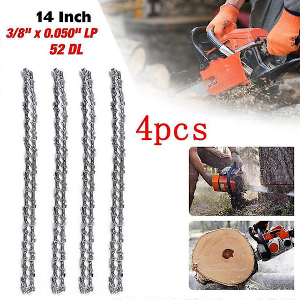 4x sahanteräketju 35cm 52VL 3/8P 1.3mm 14In sopii Makita Einhell Bosch Aldi Dolmar [DB]