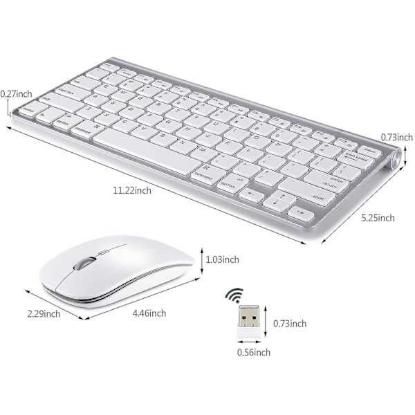 Trådlöst tangentbord och mus för Apple Imac Windows eller Android (2,4 g trådlöst)