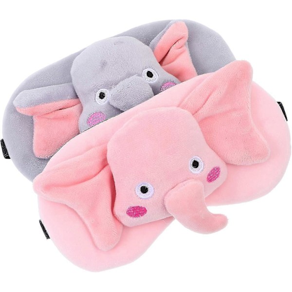 2 st Sömnjusterbara Nattsömn Ögonmaskar Cartoon Elefant Sömn Skuggning Blindfold Tillbehör db