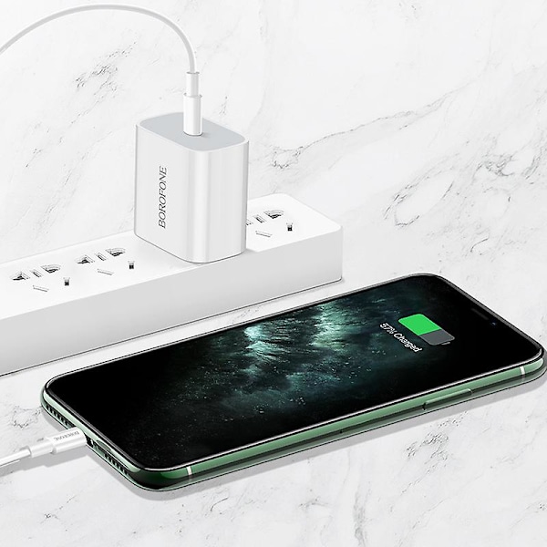 Borofone BA38 Plus PD20W lader for iPhone 12 US-standard hurtigladingsett [DB]