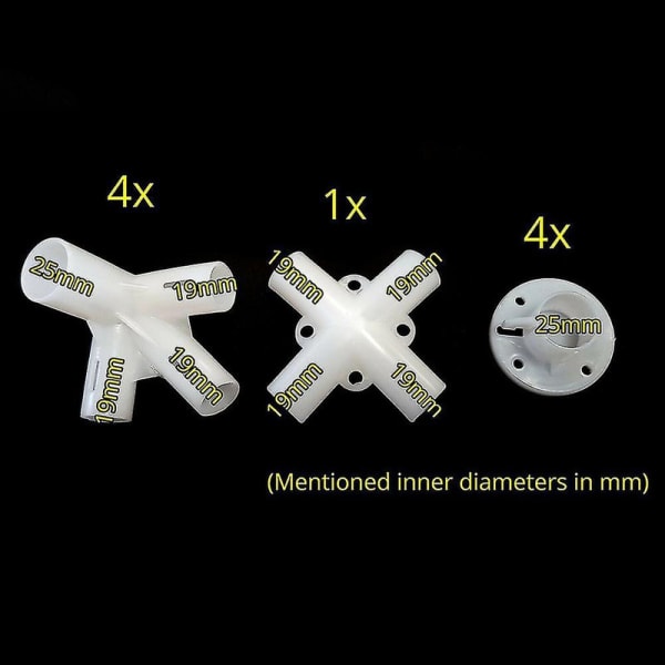 Reservdelar för 3x3m Paviljong Markis Tält Fötter Hörn Center Connector 25/19mm db 9pcs