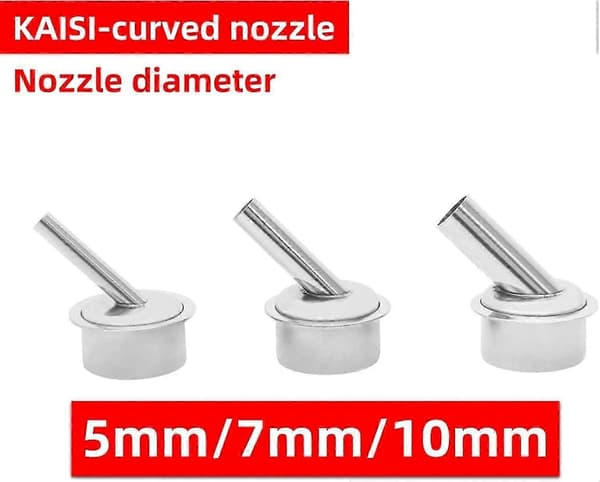 HitzeDuese til 861DW Varmluft Loddestation Rustfrit Stål Vinklet Loddedyse 5mm 7mm 10mm [DB]
