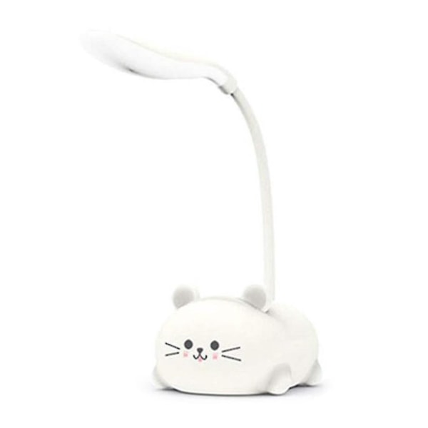 Skrivebordslampe for barn, øyepleie, leselampe, justerbar svanehals, USB-lading DB White