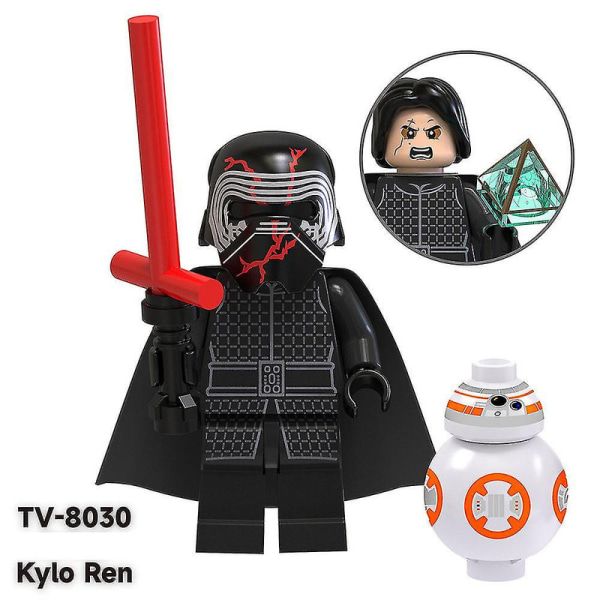 8 kpl/setti Star Wars -sarjan rakennuspalikoita Minifigures Darth Maul Obi-wan Rey -kokoonpanon toimintahahmot Lelut Lapset Fanit Keräilymalli Lahja Db