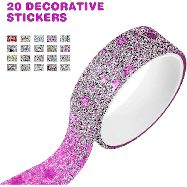 20 Rullaa Glitter Washi -teippiä, värillinen db