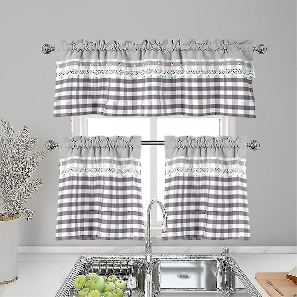 Kjøkken Gardiner Dekor Vindu Gardin Luksus Cafe Valance Topper Draperier db Light Grey 74cmx90cm