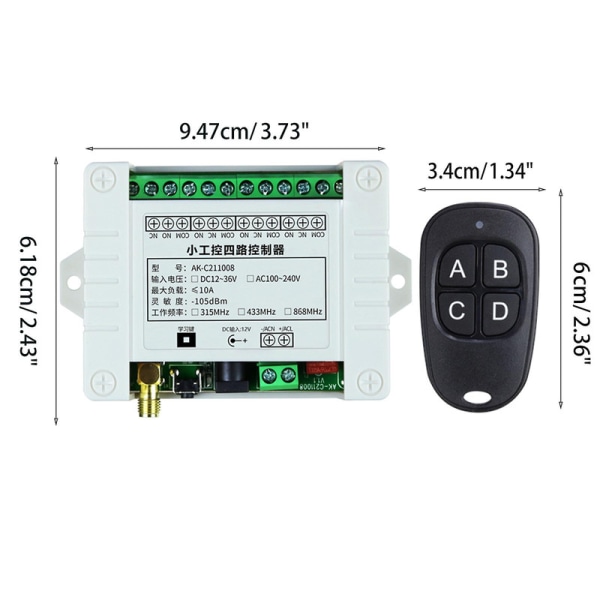Universal trådlös fjärrkontrollbrytare relä mottagarmodul 315/433 Mhz {DB} Duck egg 315MHz