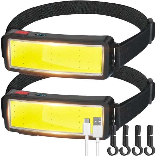LED-strålkastare Ficklampa USB Uppladdningsbar COB vattentät lampa - Bilreparationer och konstruktion - 2 st