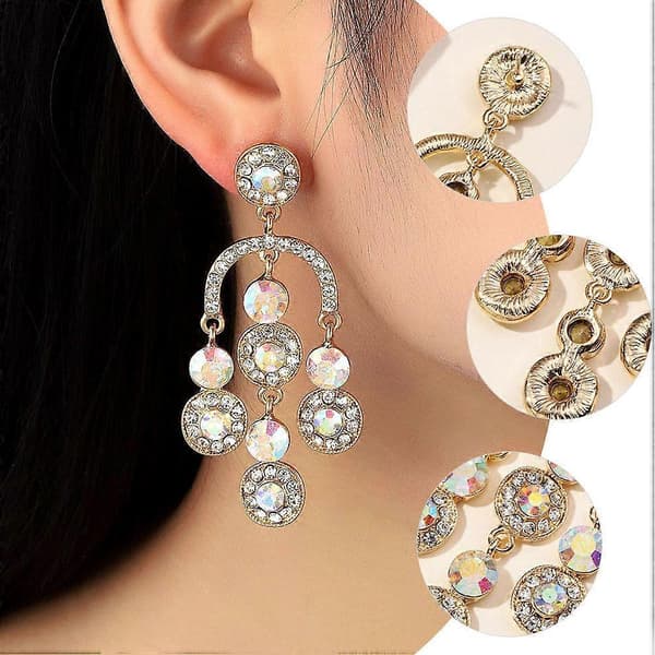 Gull Lysekrone Øredobber for Kvinner Dangle 1Par Elegante Bryllupssmykker[DB]