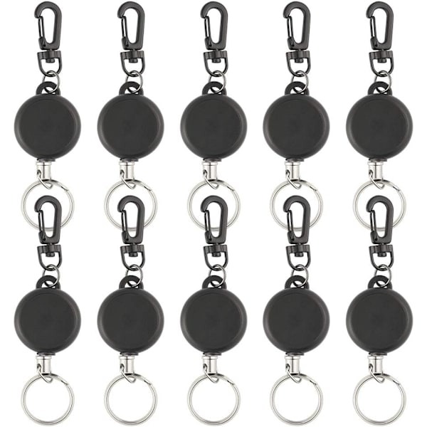 10 stk. Heavy Duty Retractable Key Chain Badge Reel Clips
