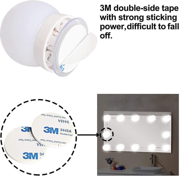 Led sminkebelysningssett - Hvit dimbar 10 lys DB