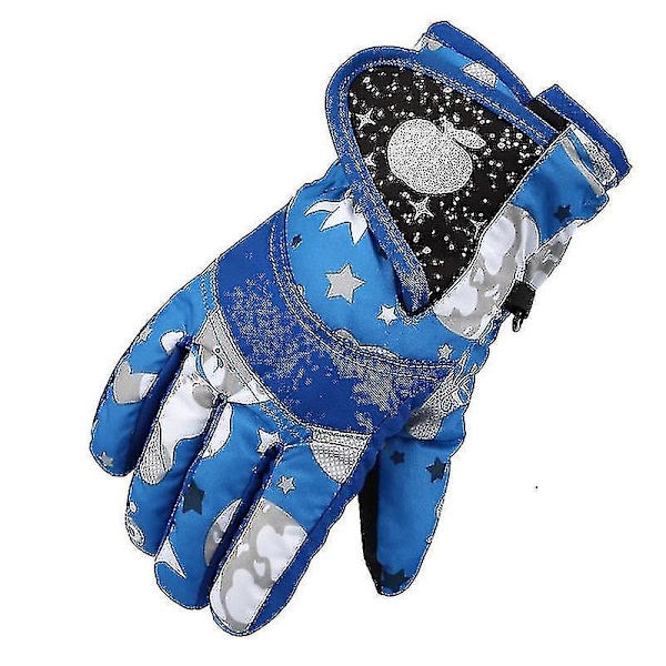 Vanntett varme hansker for jenter og gutter, vinterprofesjonelle skihansker, snøbarnshansker, vindtette skihansker, snowboardhansker, ridehansker DB Blue M