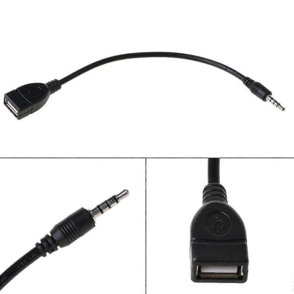 Bærbart 3,5 mm til USB konverterkabel tilsluttes bilens AUX-interface [db]