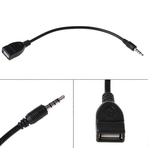 Portabel 3.5mm till USB-konverteringskabel Anslut till bilens AUX-gränssnitt [db]