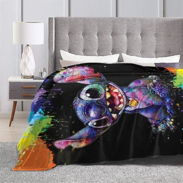 Lilo & Stitch tegneserie trykk teppe mykt varmt fleece flanell tepper sofa seng bil kast bursdag Stitch fan gaver  [dB} B 150x200cm